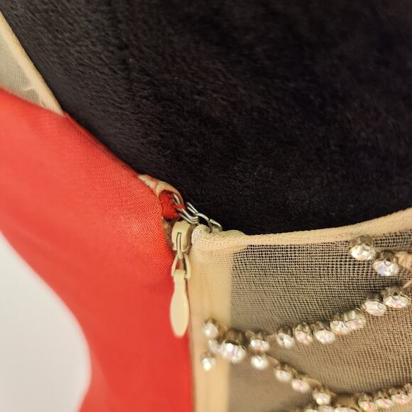 JOVANI Red Sleeveless Dress with Crystals, Size 2 - Picture 13 of 16